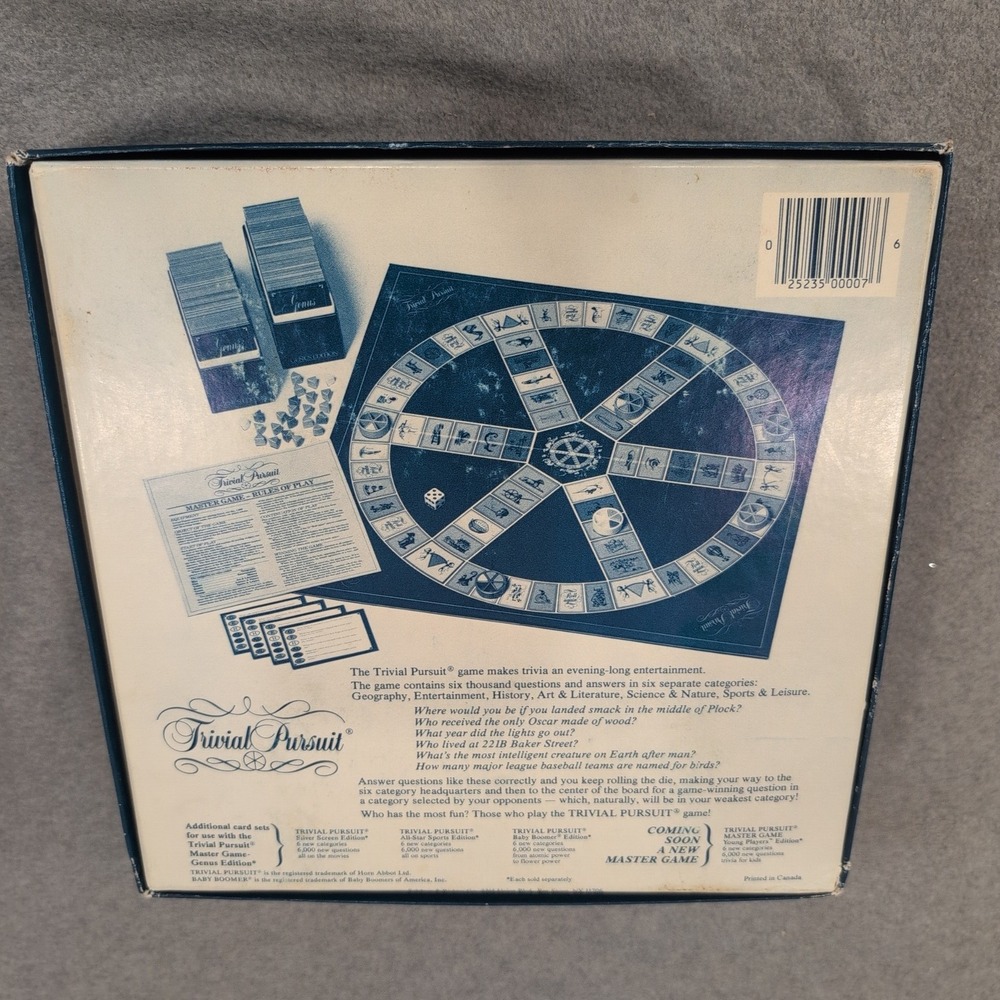 Trivial Pursuit Master Game Genus Edition 1981 Vintage Board Game Blue Box - Picture 4 of 4